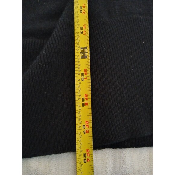 Beth Bowley 100% Cashmere V-Neck Sweater Black Ruched Women Size L Luxury - Picture 9 of 15